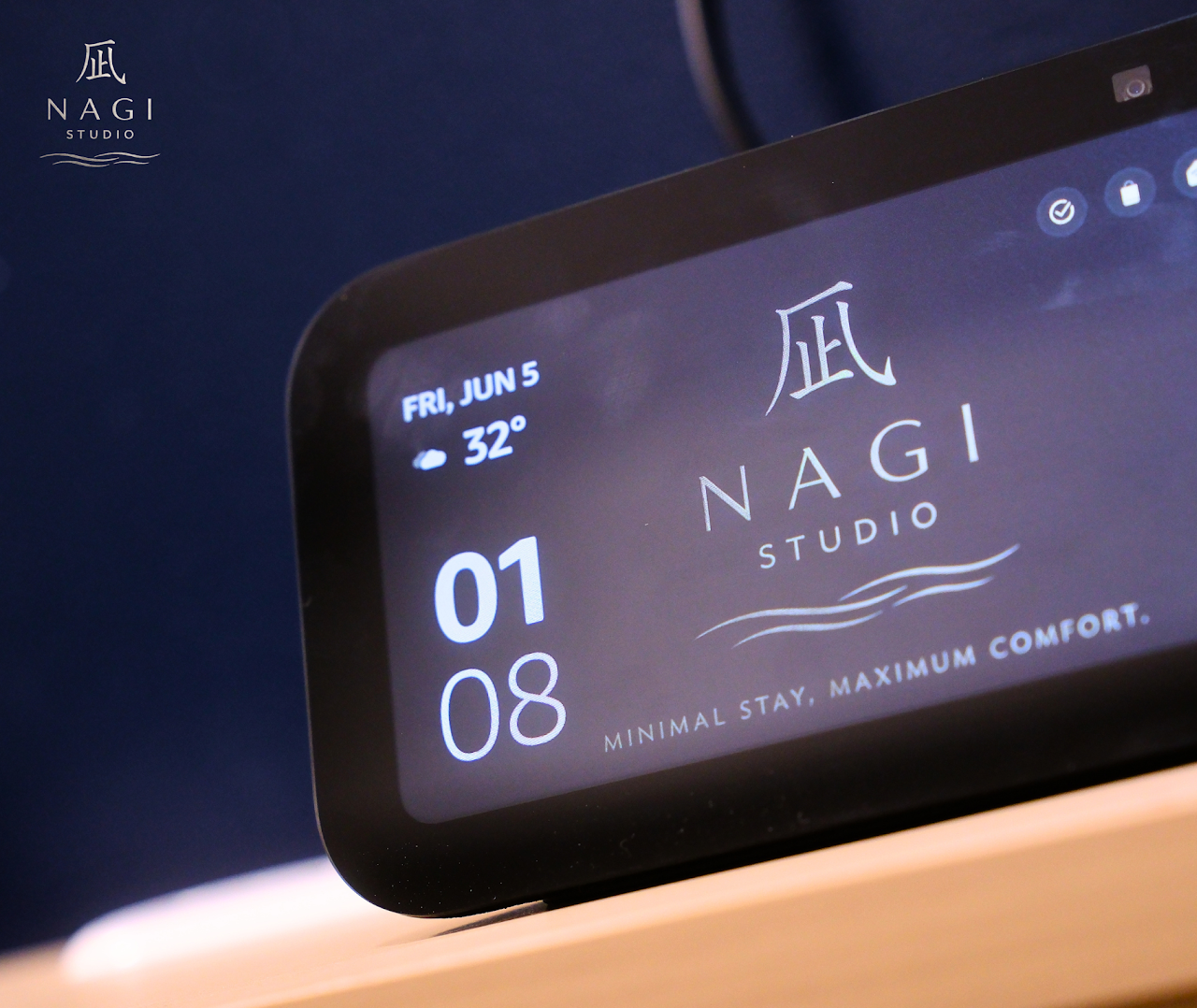 NaGi Studio branded bedside smart display